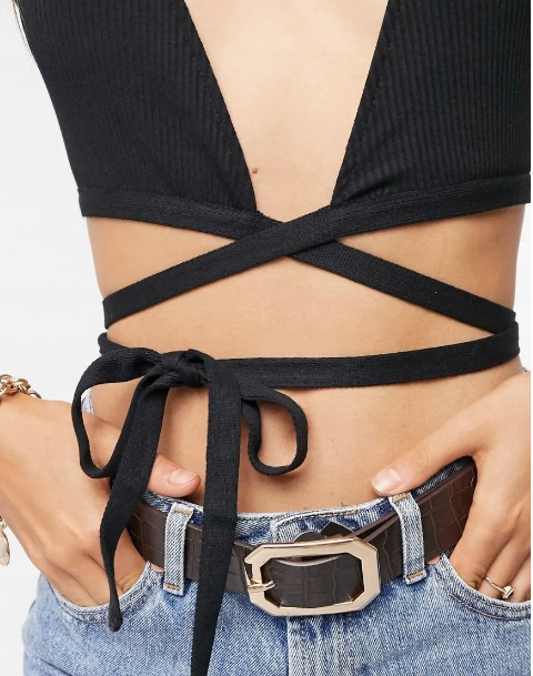 Pull & Bear Women's Black Crop Top | Pull & Bear in Lebanon
