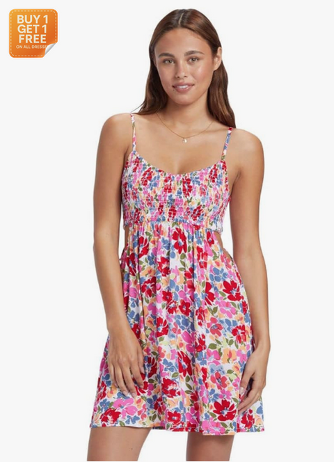 Roxy Women's Pink Floral  Hot Tropics Sleeveless Mini Dress |Roxy in Lebanon