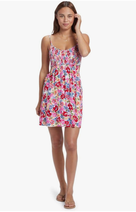 Roxy Women's Pink Floral  Hot Tropics Sleeveless Mini Dress |Roxy in Lebanon