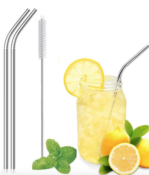 Jes Collection Stainless Steel Straws x2 With Brush | Jes Collection In Lebanon