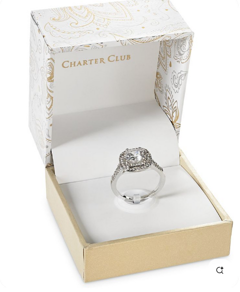 Charter Club Women's Silver Double Halo Crystal Center Ring| Charter Club in Lebanon