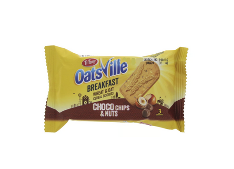 Tiffany Oats Ville Breakfast Wheat & Oat Cereal Biscuits Choco Chips & Nuts 50g | Tiffany In Lebanon