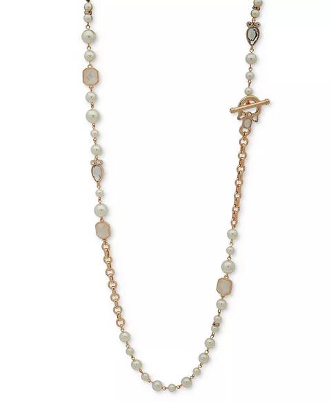 Anne Klein Women's Gold-Tone Crystal Imitation Pearl Necklace | Anne Klein In Lebanon
