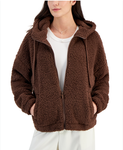 Planet Heart Women's Brown Cozy Plush Zip-up  Jacket | Planet Heart in Lebanon