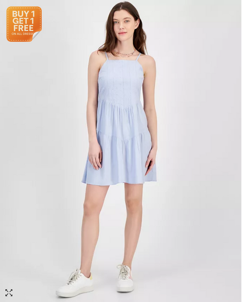 Hippie Rose Women's Light Blue Tiered Mini Dress | Hippie Rose  In Lebanon