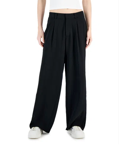 Ultra Flirt Women's Black Airflow Pleated Wide-leg Trousers  |Ultra Flirt  in Lebanon