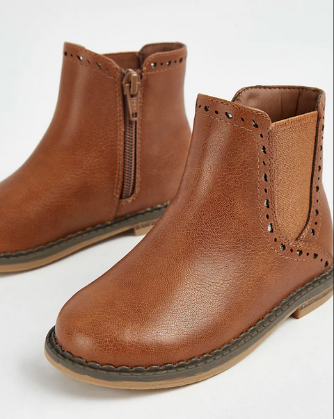 George Babygirl's Camel Tan Zip Up Chelsea Boots| George in Lebanon