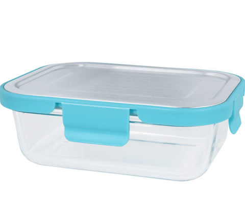 Cloc Aqua Glass Food Box With Metallic Lid 370ml | Cloc In Lebanon