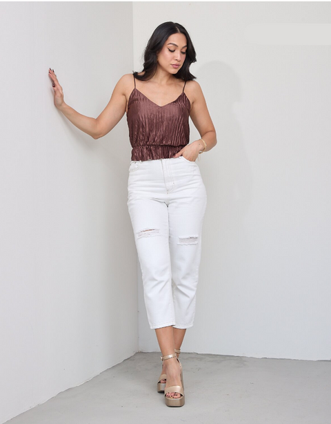 Zara Women's Brown Sleeveless Crop Top  |Zara in Lebanon