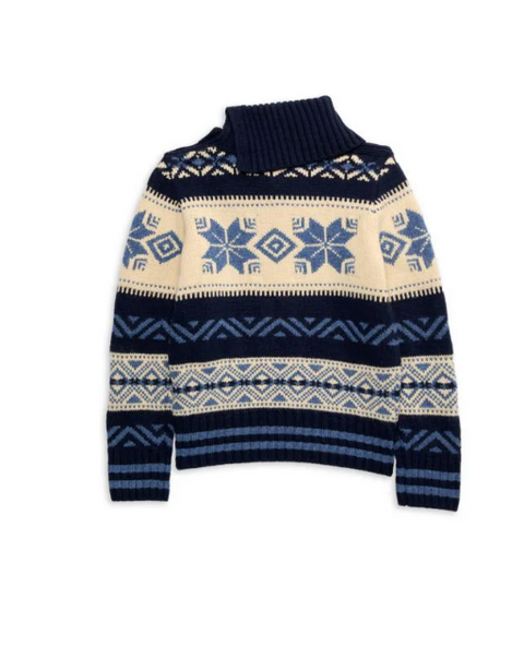 Polo Ralph Lauren Girl's Navy Fair Isle Wool-Blend Turtleneck Long Sleeve Sweatshirt  |Polo Ralph Lauren In Lebanon