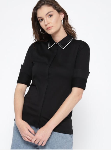 Mango Women's Black Long Sleeve Shirt |Mango In Lebanon