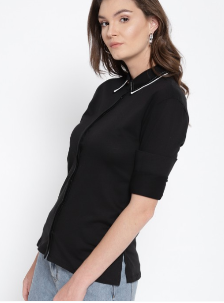Mango Women's Black Long Sleeve Shirt |Mango In Lebanon