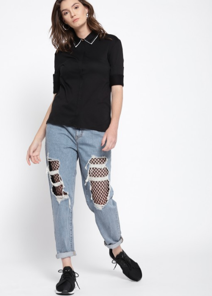 Mango Women's Black Long Sleeve Shirt |Mango In Lebanon