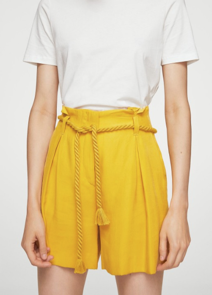Mango Women's Mustard Solid Short |Mango In Lebanon