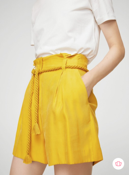 Mango Women's Mustard Solid Short |Mango In Lebanon