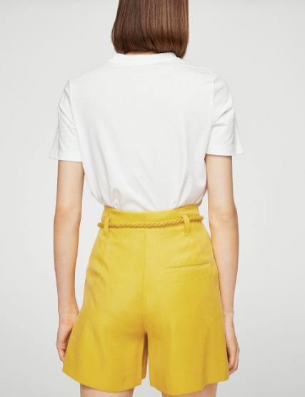 Mango Women's Mustard Solid Short |Mango In Lebanon