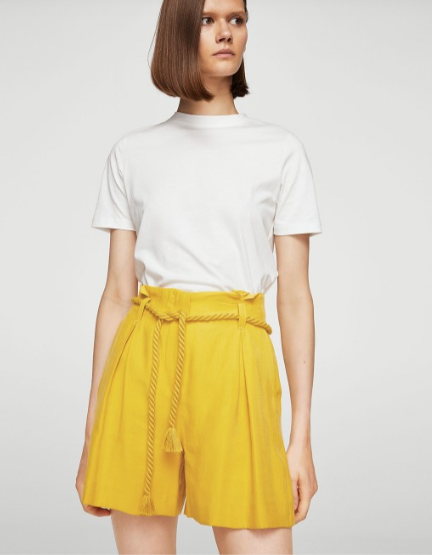 Mango Women's Mustard Solid Short |Mango In Lebanon