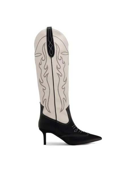 INC International Concepts Women's Black & Beige Hayleigh Mid-Heel Cowboy Boots | INC International Concepts In Lebanon
