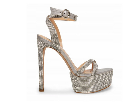 Steve Madden Women's Silver Rhinestone Marciana-r+ Heeled Sandal |Steve Madden In Lebanon