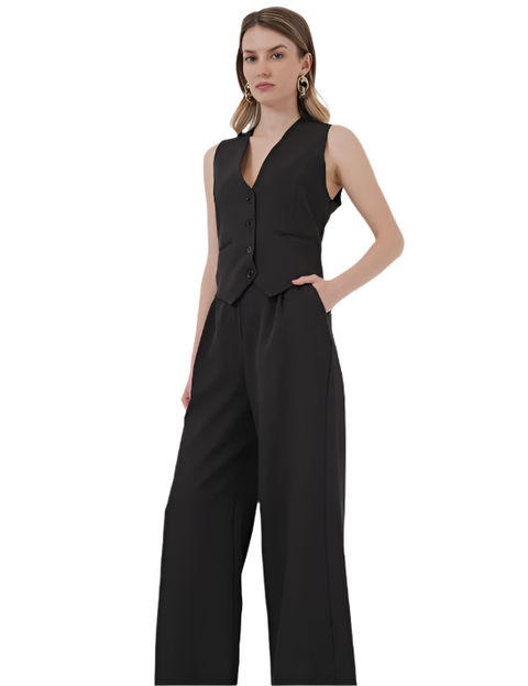 Big Dart Women's Black Vest & Trousers 2pcs Set | Big Dart In Lebanon