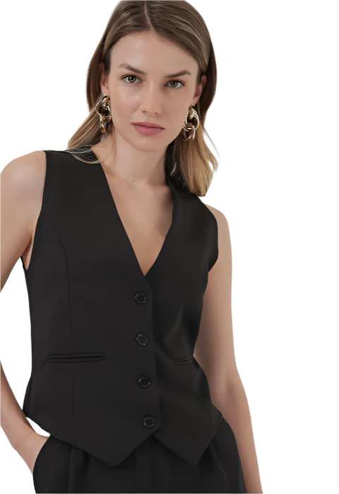 Big Dart Women's Black Vest & Trousers 2pcs Set | Big Dart In Lebanon