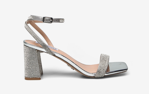 Steve Madden Women's Silver Rhinestone Luxe-R Heeled Sandal |Steve Madden In Lebanon
