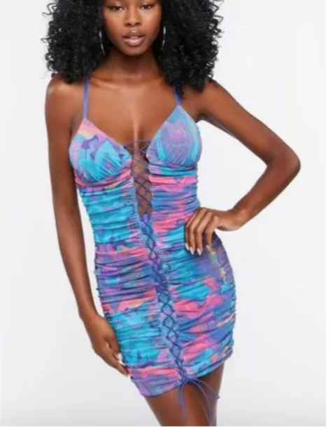 Forever 21 Women's Multicolor Ruching Sleeveless Mini Dress |Forever 21 In Lebanon