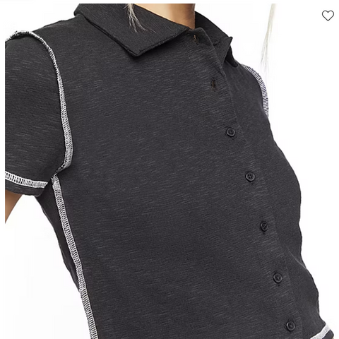 Forever 21 Women's Black Buttoned T-Shirt  |Forever 21 In Lebanon