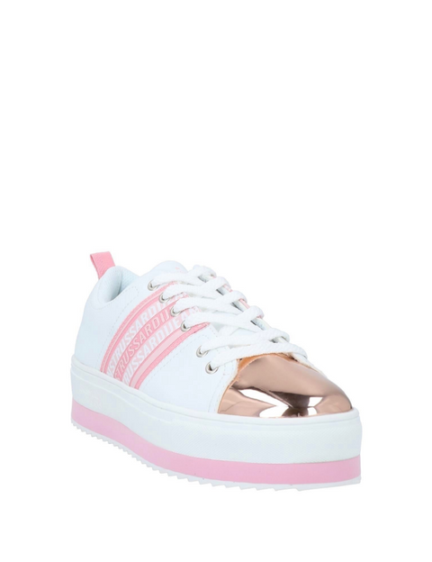 Trussardi Jeans Women's White & Pink Platform Ecoleather Sneakers |Trussardi Jeans In Lebanon
