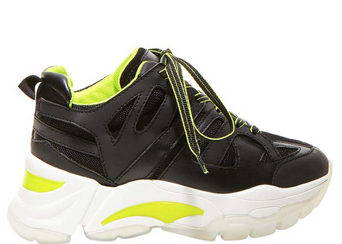 Steve Madden Women's Black & Lime Green Nubuk Traina Sneakers |Steve Madden In Lebanon