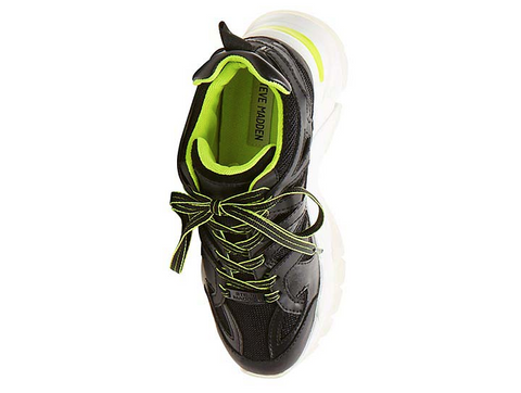 Steve Madden Women's Black & Lime Green Nubuk Traina Sneakers |Steve Madden In Lebanon