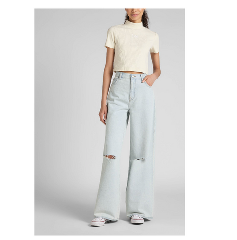 Wrangler Women's Light Blue Drew Fit Very High Waist Wide Ripped Jeans | Wrangler In Lebanon