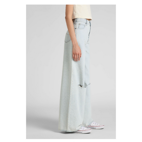 Wrangler Women's Light Blue Drew Fit Very High Waist Wide Ripped Jeans | Wrangler In Lebanon