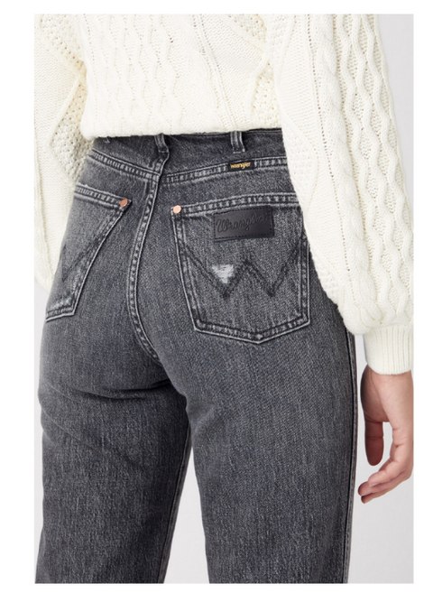 Wrangler Women's Washed Black Stargazer Mom Denim Fit High Waist Jeans | Wrangler In Lebanon