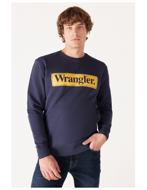 Wrangler Men's Navy Seasonal Logo Crew Neck Long Sleeve Sweatshirt | Wrangler In Lebanon