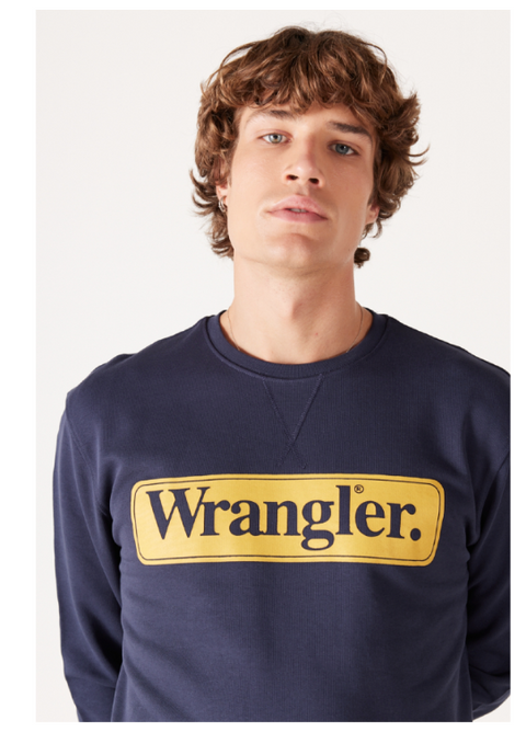 Wrangler Men's Navy Seasonal Logo Crew Neck Long Sleeve Sweatshirt | Wrangler In Lebanon