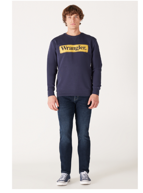 Wrangler Men's Navy Seasonal Logo Crew Neck Long Sleeve Sweatshirt | Wrangler In Lebanon