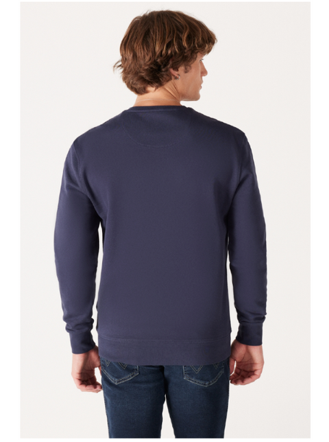Wrangler Men's Navy Seasonal Logo Crew Neck Long Sleeve Sweatshirt | Wrangler In Lebanon