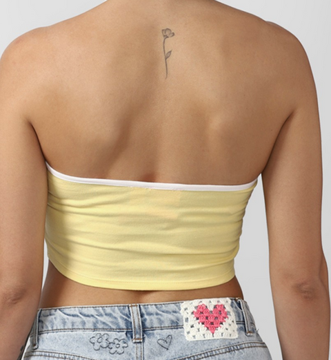 Forever 21 Women's Yellow Barbie Graphic Halter Neck Crop Top |Forever 21 In Lebanon