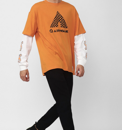 Forever 21 Men's Orange Airwalk Long Sleeve Blouse |Forever 21 In Lebanon