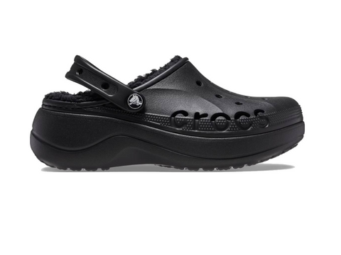 Black Crocs clog shoe on a white background