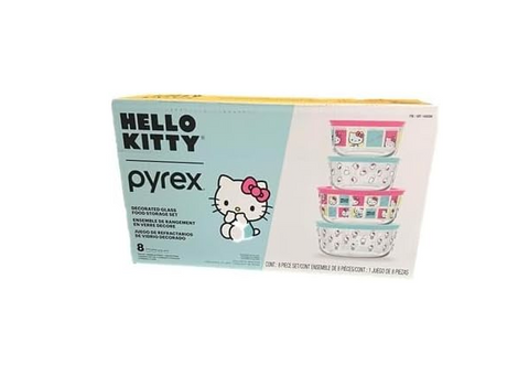 Pyrex Hello Kitty 8 Piece Glass Food Storage Set |Pyrex In Lebanon