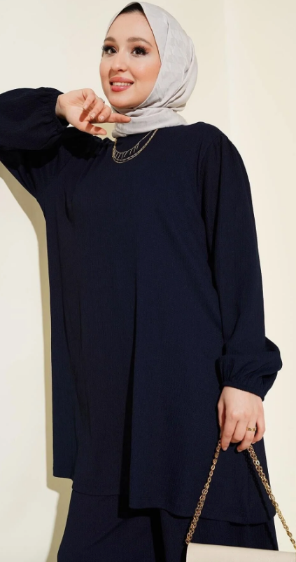 Big Dart Women's Navy Blue Tunic Pants & Top Set | Big Dart In Lebanon