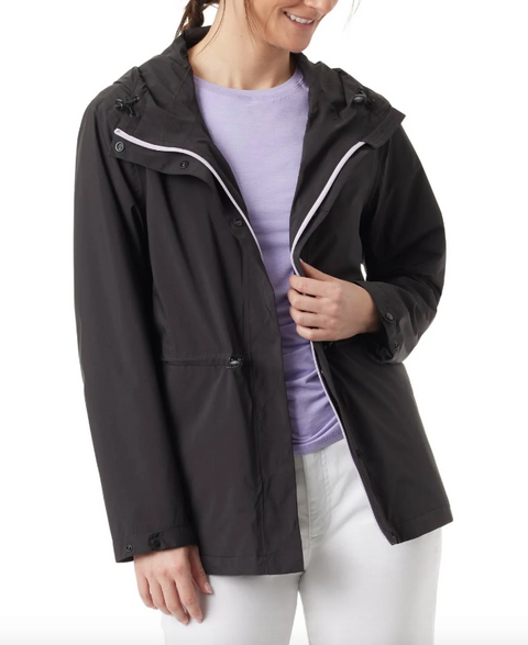 BASS OUTDOOR Women's Black Spring Hooded Anorak Jacket | BASS OUTDOOR In Lebanon