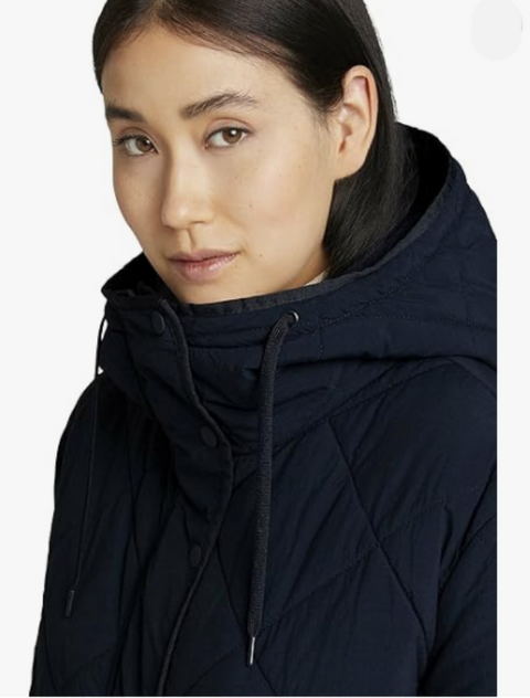 Tom Tailor Women's Navy Hooded Quilted Coat |Tom Tailor In Lebanon