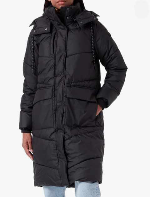 Tom Tailor Women's Black Hooded Quilted Coat |Tom Tailor In Lebanon