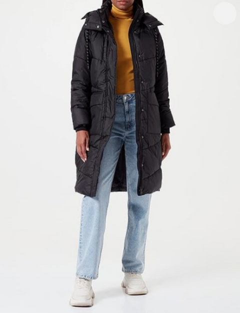 Tom Tailor Women's Black Hooded Quilted Coat |Tom Tailor In Lebanon