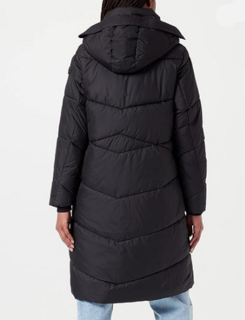 Tom Tailor Women's Black Hooded Quilted Coat |Tom Tailor In Lebanon