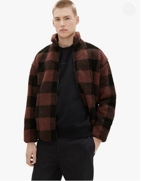 Tom Tailor Men's Brown & Black Checkered Training Jacket |Tom Tailor In Lebanon