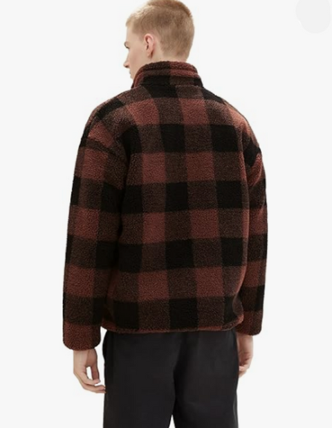 Tom Tailor Men's Brown & Black Checkered Training Jacket |Tom Tailor In Lebanon